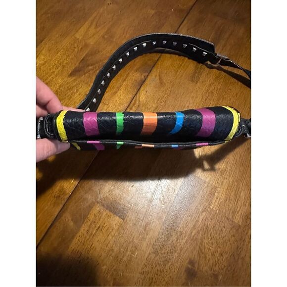 Victorias Secret Crossbody Rainbow Black Faux Crocodile Studded Strap - Picture 5 of 11